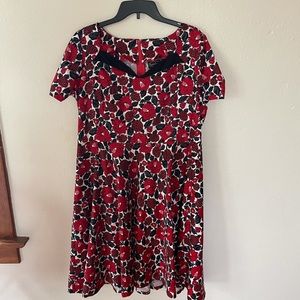 Poppy Red Floral Retro Pinup Skater Dress